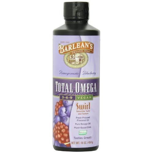 Barlean's Organic Oils Total Omega Swirl Vegan Flax/Borage Pomegranate Blueberry, 16-Ounce Bottle image